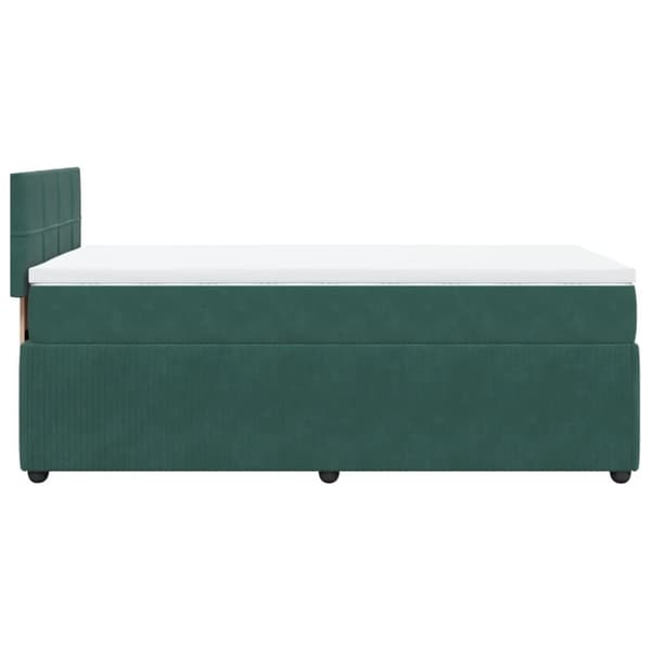 Ramsäng med madrass mörkgrön 90x200 cm sammet