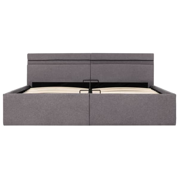 Sängram med hydraulisk förvaring och LED taupe tyg 160x200 cm