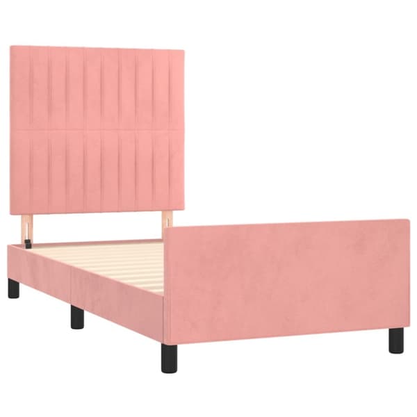 sengeramme med sengegavl 100x200 cm fløjl lyserød