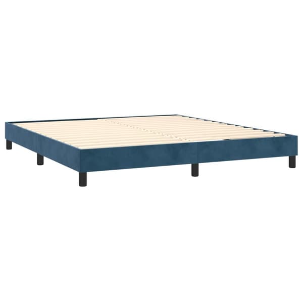 Ramsäng med madrass mörkblå 180x200 cm sammet
