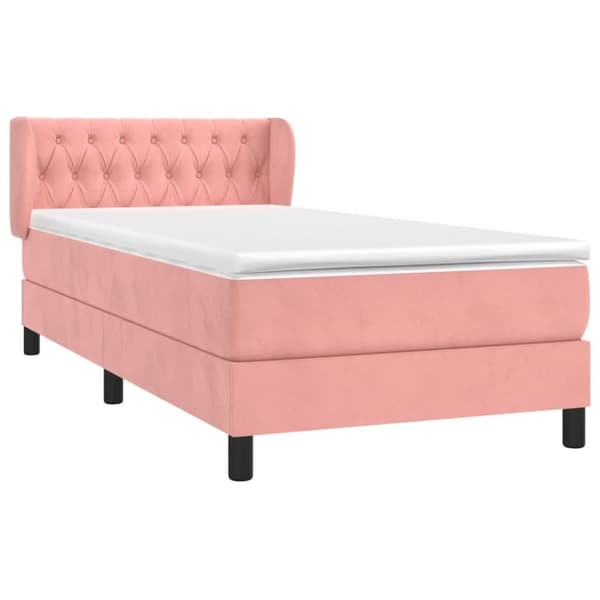 kontinentalseng med madras 90x190 cm fløjl pink