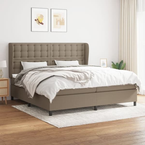 Ramsäng med madrass taupe 200x200 cm tyg