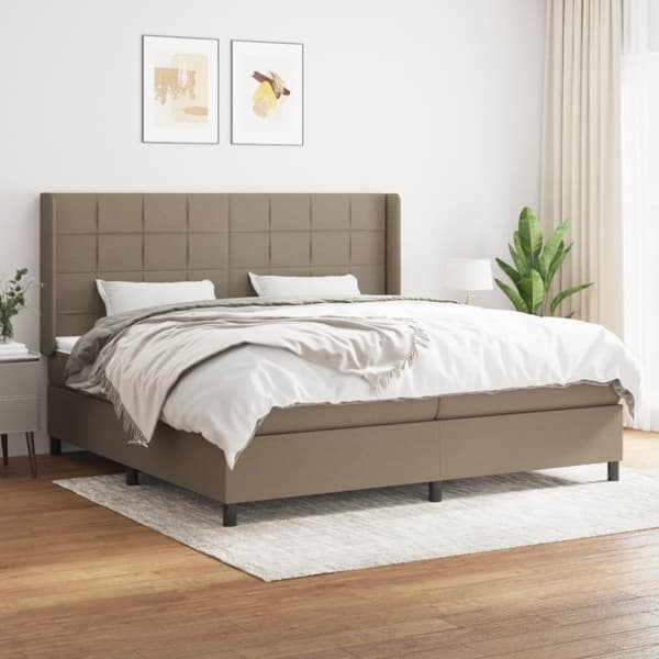 kontinentalseng med madras 200x200 cm stof gråbrun