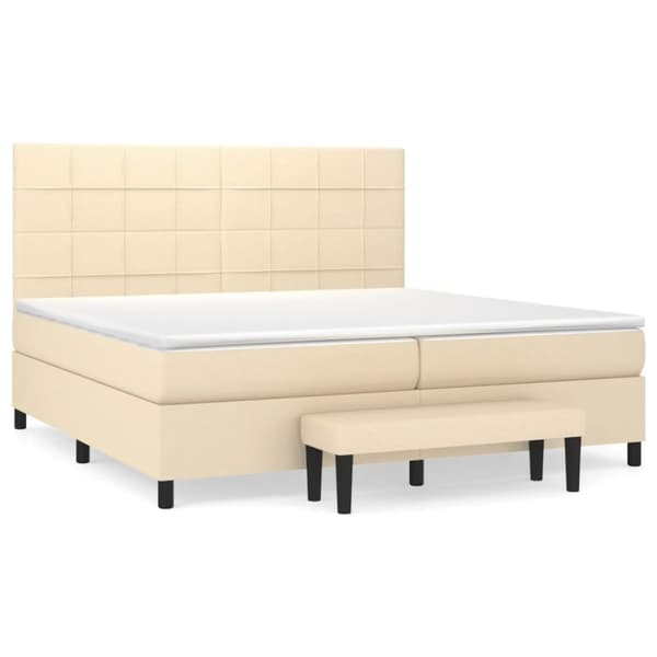 kontinentalseng med madras 200x200 cm stof cremefarvet