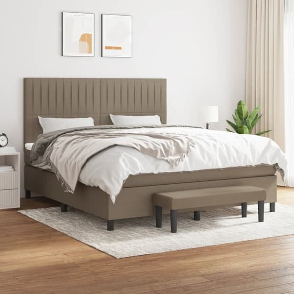 Ramsäng med madrass taupe 180x200 cm tyg
