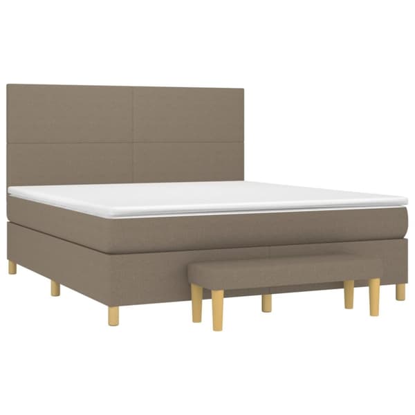 Ramsäng med madrass taupe 160x200 cm tyg
