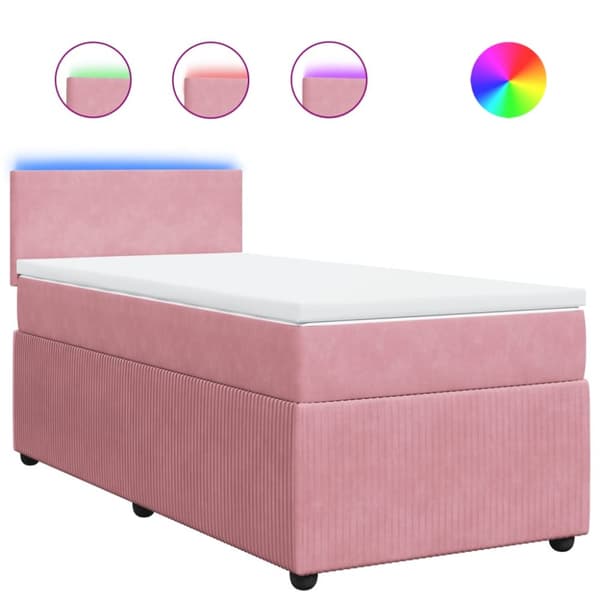 kontinentalseng med madras 90x190 cm fløjl pink