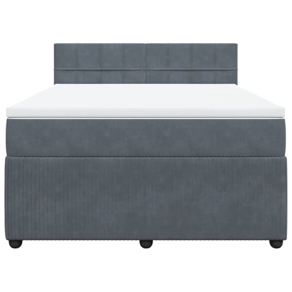 Ramsäng med madrass mörkgrå 160x200 cm sammet
