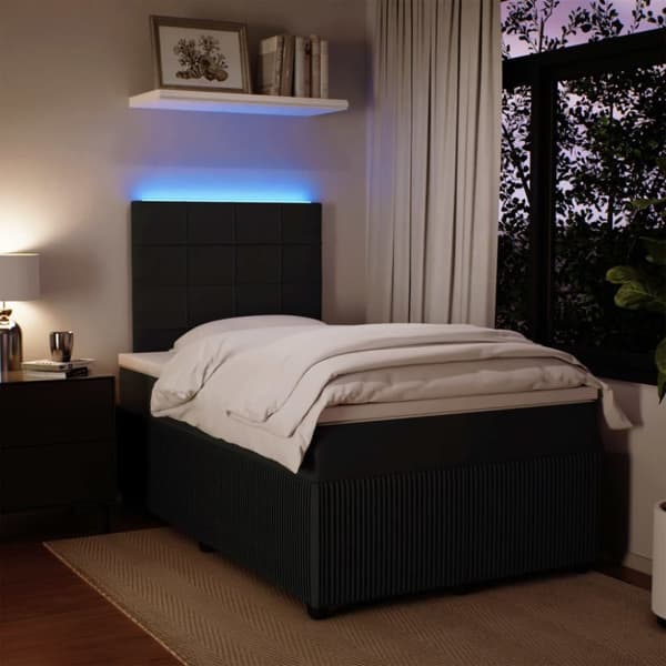 kontinentalseng med madras 120x190 cm velour sort