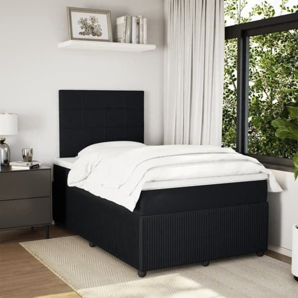 kontinentalseng med madras 120x190 cm velour sort