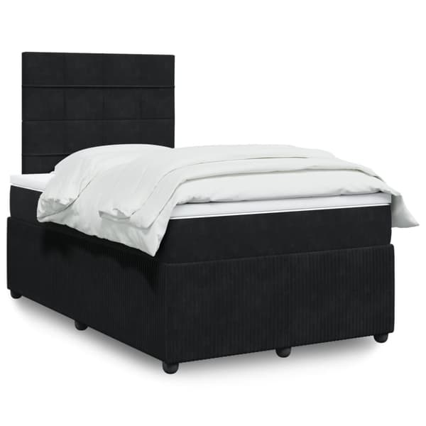 kontinentalseng med madras 120x190 cm velour sort