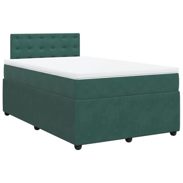 kontinentalseng med madras 120x190 cm velour mørkegrøn