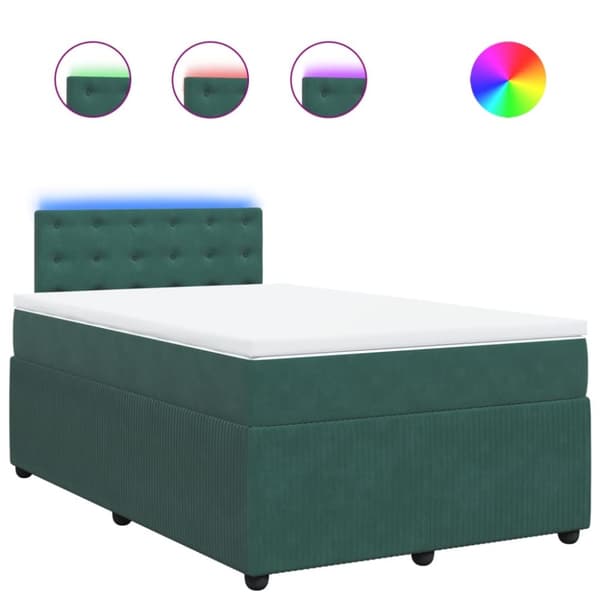 kontinentalseng med madras 120x190 cm velour mørkegrøn
