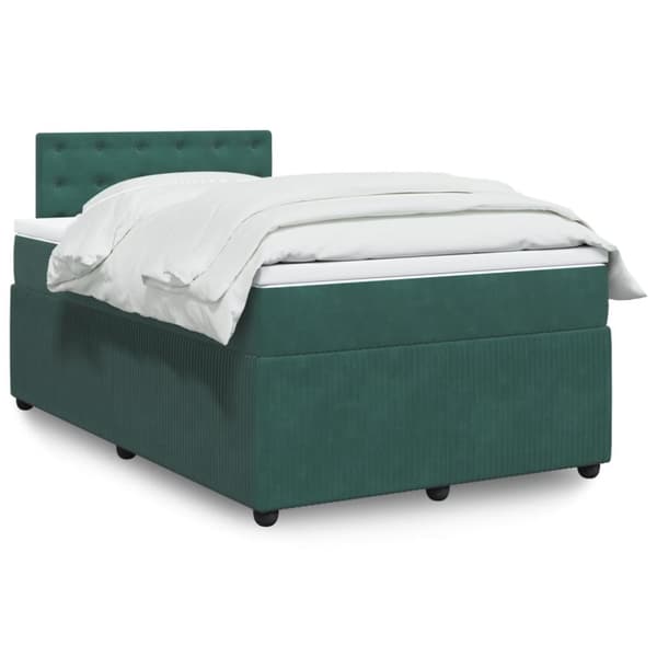 kontinentalseng med madras 120x190 cm velour mørkegrøn