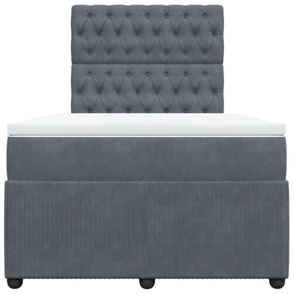 Ramsäng med madrass mörkgrå 120x190 cm sammet
