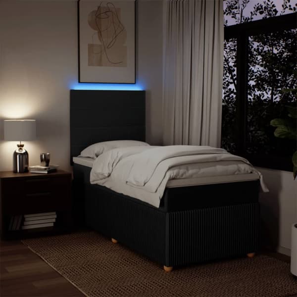kontinentalseng med madras 90x190 cm stof sort