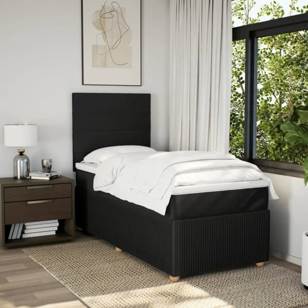 kontinentalseng med madras 90x190 cm stof sort