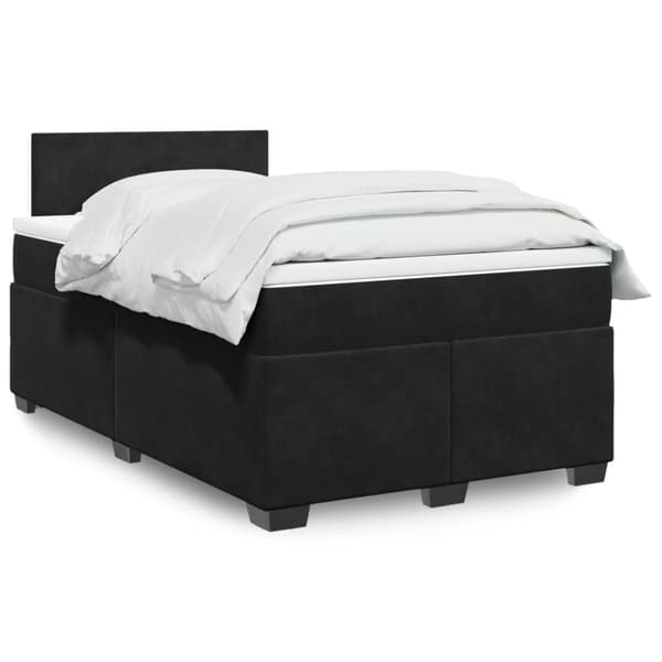 Ramsäng med madrass svart 120x190 cm sammet