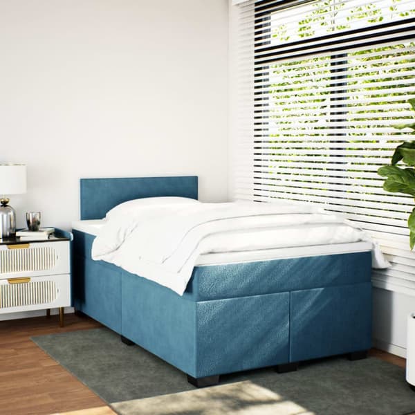 kontinentalseng med madras 120x190 cm velour mørkeblå