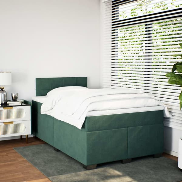 Ramsäng med madrass mörkgrön 120x190 cm sammet
