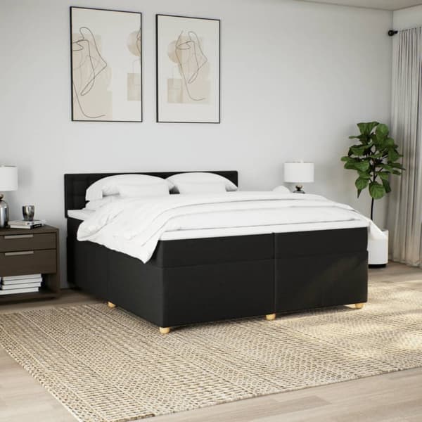 Ramsäng med madrass svart 200x200 cm tyg