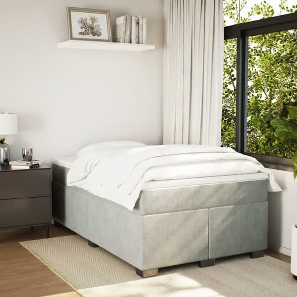 kontinentalseng med madras 120x190 cm velour lysegrå