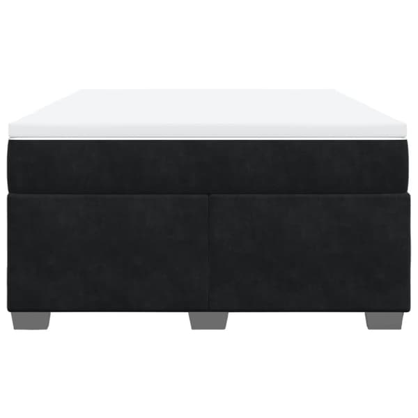 Ramsäng med madrass svart 140x190 cm sammet