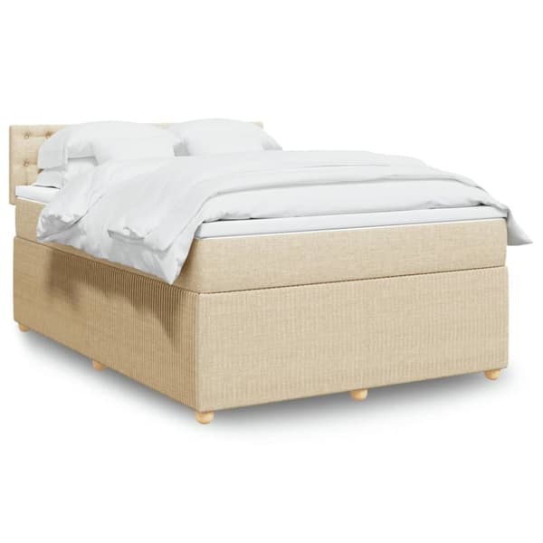 kontinentalseng med madras 140x190 cm stof cremefarvet