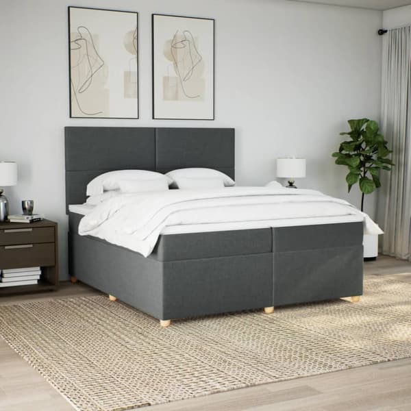 kontinentalseng med madras 200x200 cm stof mørkegrå