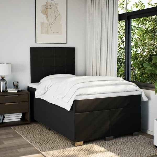 Ramsäng med madrass svart 120x190 cm tyg