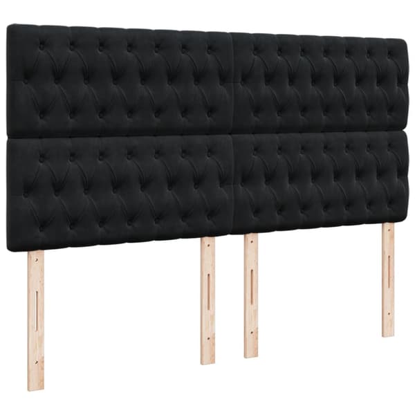 Ramsäng med madrass svart 180x200 cm sammet