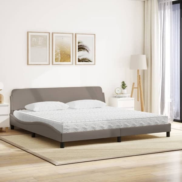 seng med madras 200x200 cm stof gråbrun
