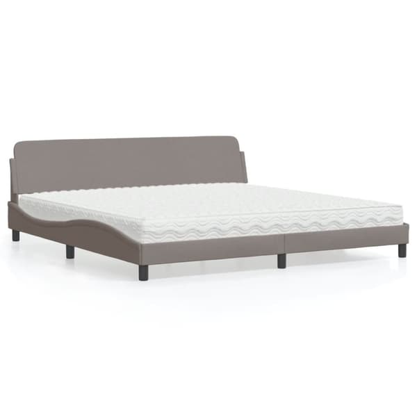 seng med madras 200x200 cm stof gråbrun
