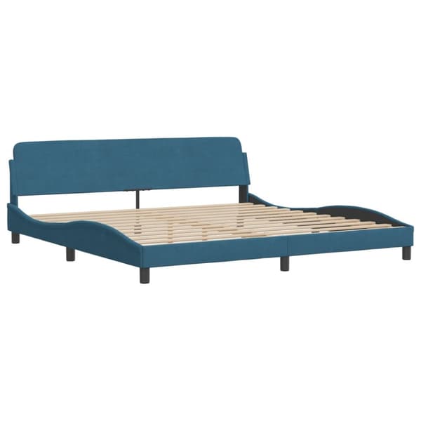 seng med madras 200x200 cm velour blå