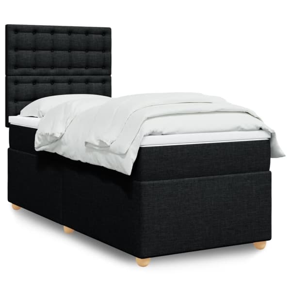 kontinentalseng med madras 80x200 cm stof sort