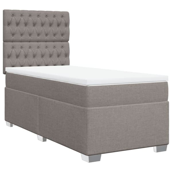 Ramsäng med madrass taupe 80x200 cm tyg