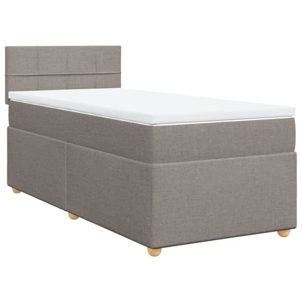 Ramsäng med madrass taupe 90x200 cm tyg