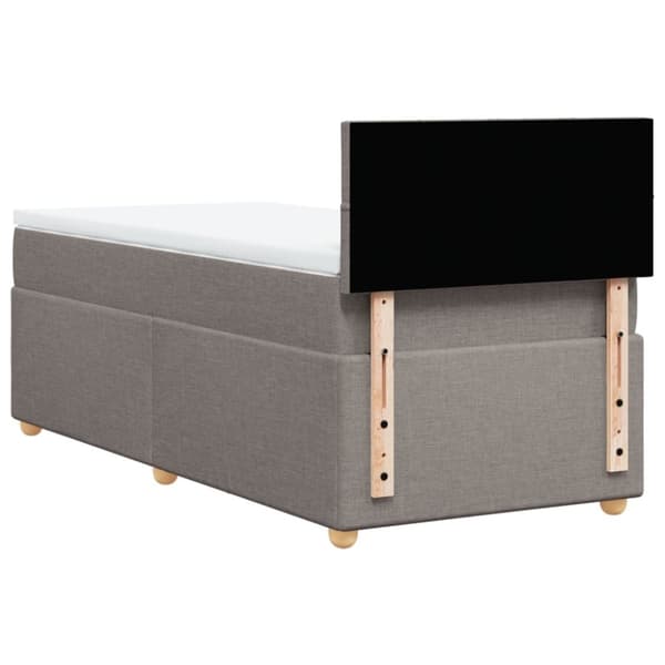 Ramsäng med madrass taupe 90x200 cm tyg