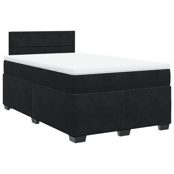 Ramsäng med madrass svart 120x190 cm sammet