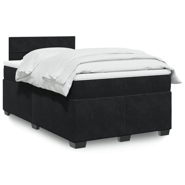 Ramsäng med madrass svart 120x190 cm sammet