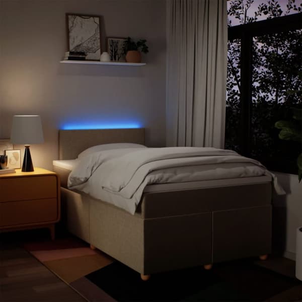 kontinentalseng med madras 120x190 cm stof cremefarvet