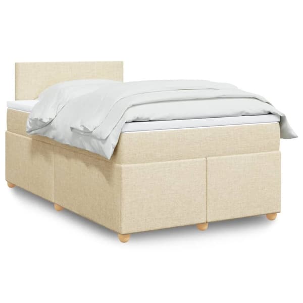 kontinentalseng med madras 120x190 cm stof cremefarvet