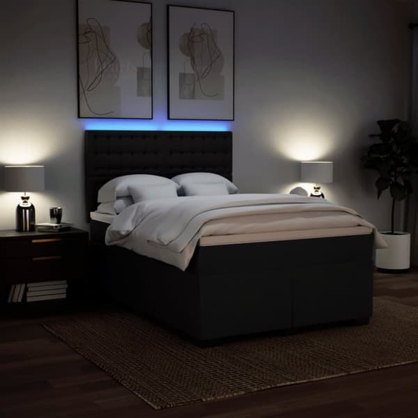 kontinentalseng med madras 140x200 cm stof sort