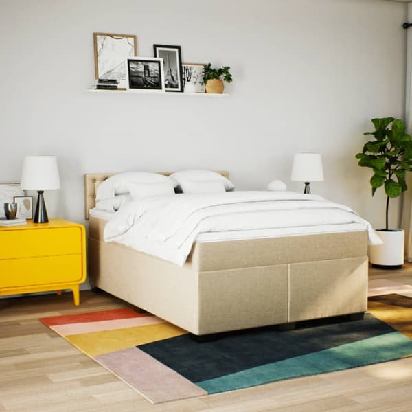 kontinentalseng med madras 140x200 cm stof cremefarvet