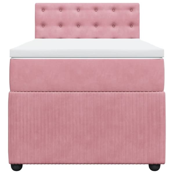 Ramsäng med madrass rosa 90x190 cm sammet