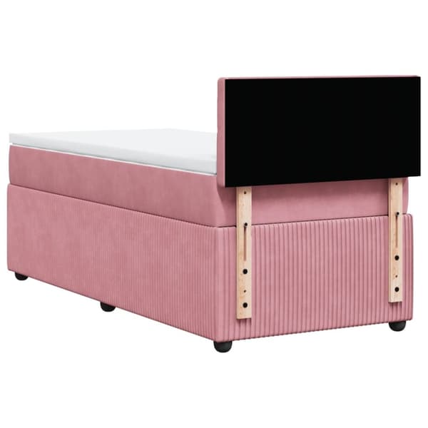 Ramsäng med madrass rosa 90x190 cm sammet