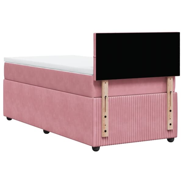 kontinentalseng med madras 90x190 cm fløjl pink