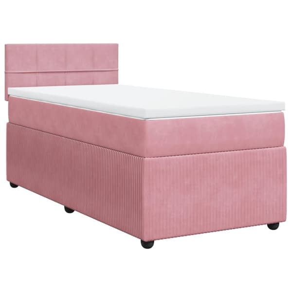 kontinentalseng med madras 90x190 cm fløjl pink