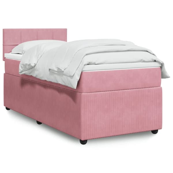 kontinentalseng med madras 90x190 cm fløjl pink