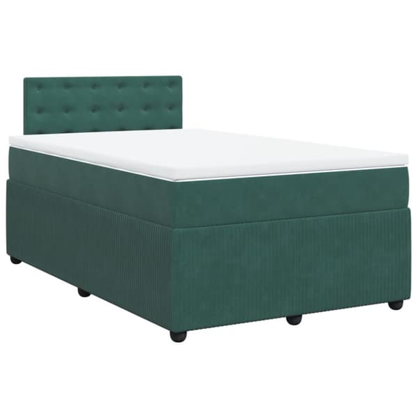 kontinentalseng med madras 120x190 cm velour mørkegrøn